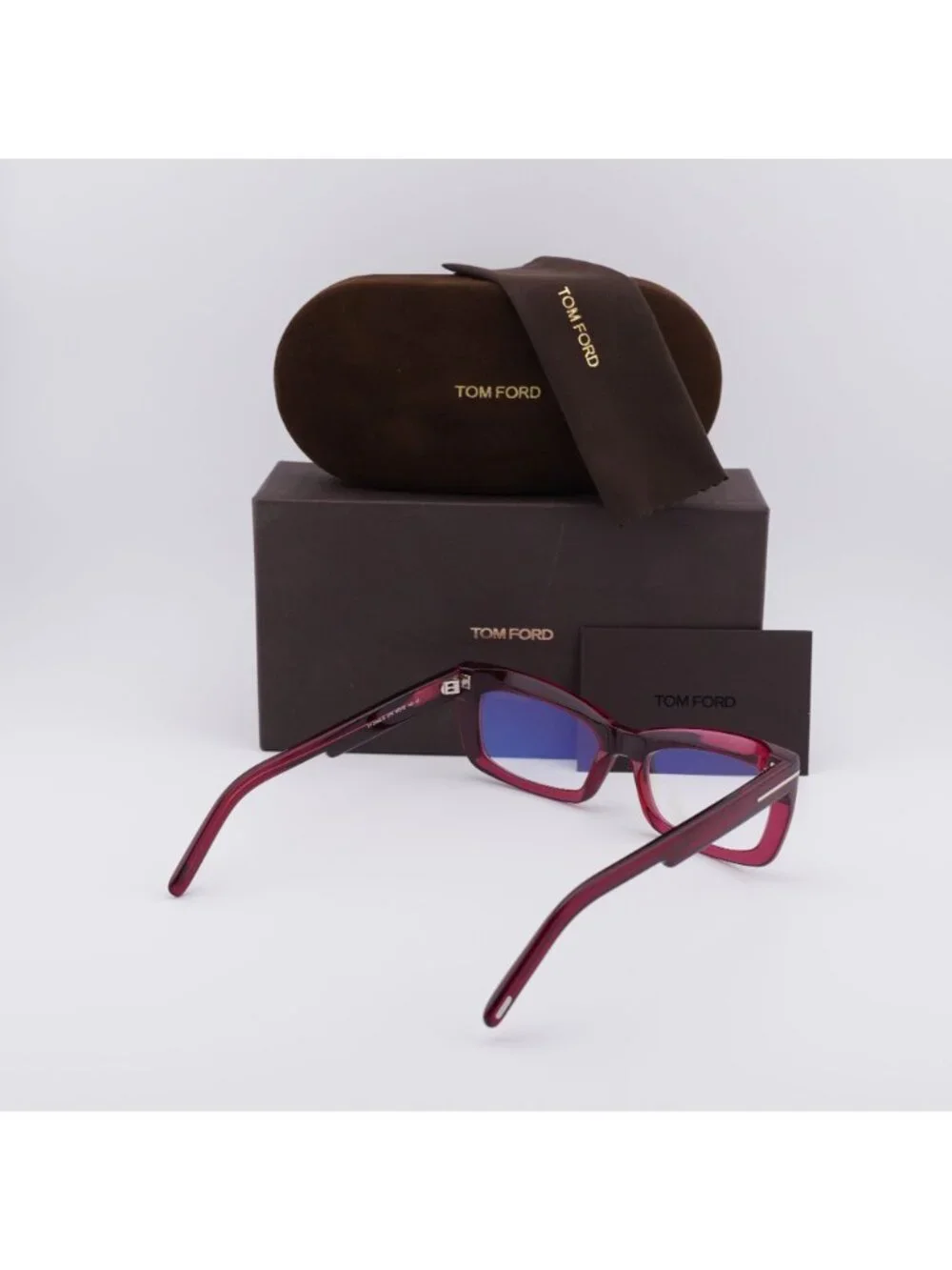Tom Ford FT5966-B 075 Eyeglasses Fuchsia 55mm Rectangle Frame, Blue Light Block